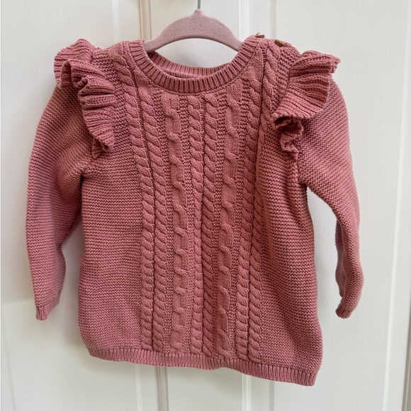 NWOT Little Planet by Carter’s 12M Organic Girls Heavy Flutter Sleeve Sweater - Picture 1 of 4